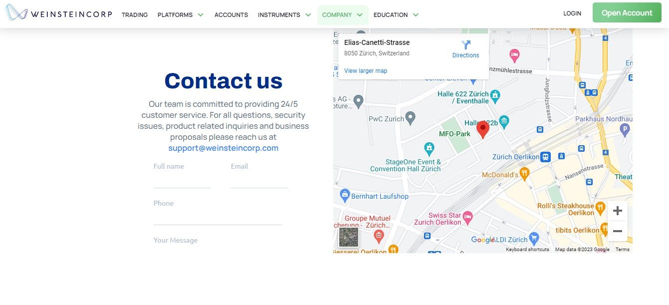 Weinstein Corp Customer Service