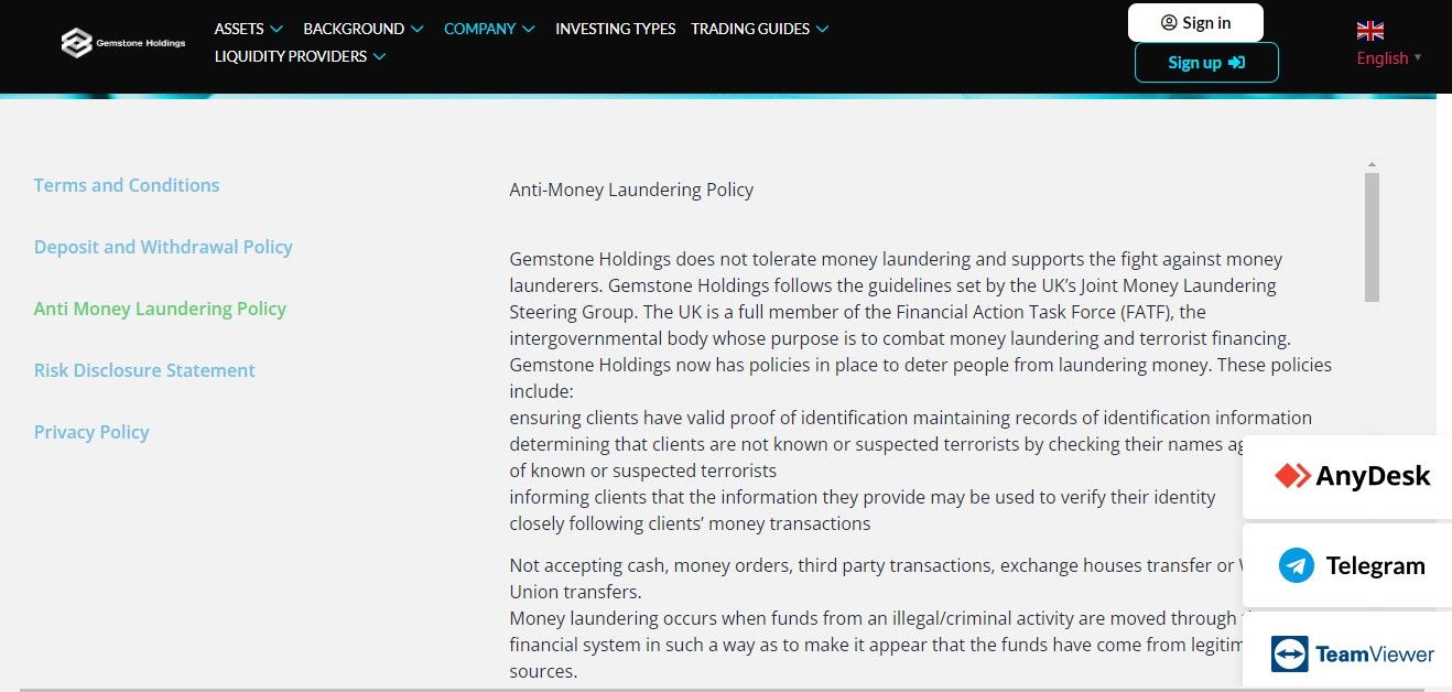 Gemstone Holdings AML Policy Gemstone Holdings AML Policy